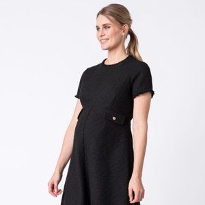 Woven Bouclé Black Maternity Dress